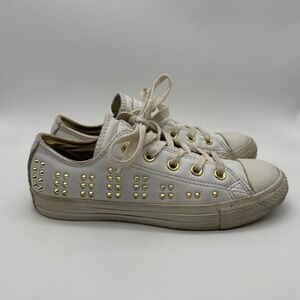 Converse All Star Studded Leather Sneakers Gold Accent‎ Size 6 Women's Shoes